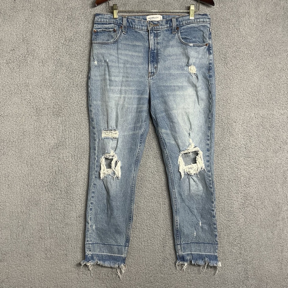 Abercrombie & Fitch High Rise Mom Jean Size 32 14 Regular Distressed Blue Y2K